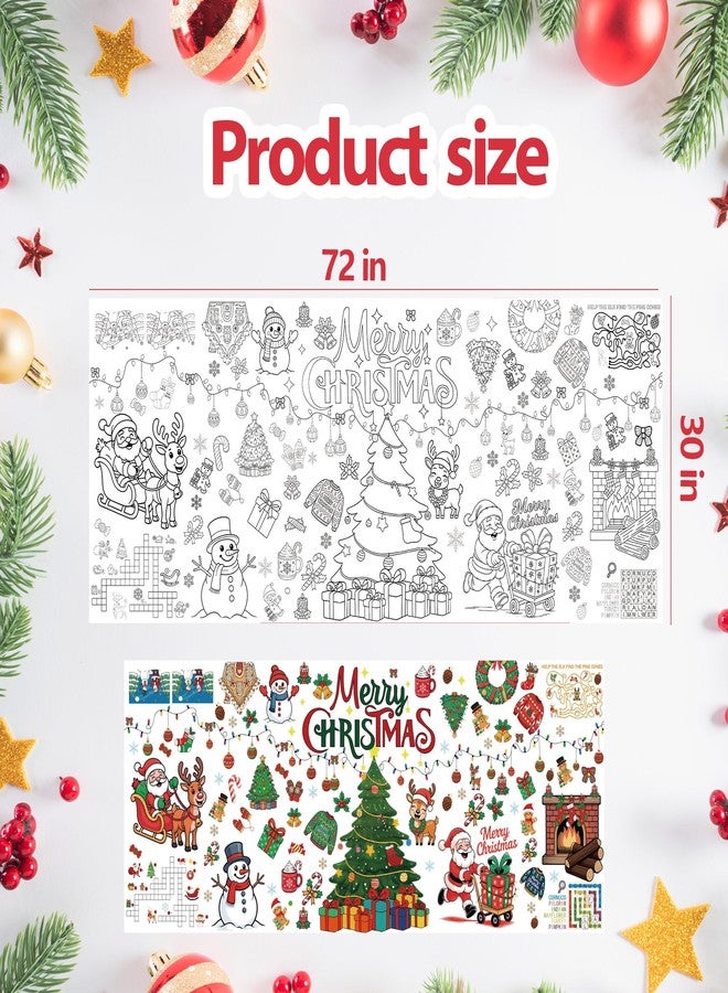 FUULOXE Giant Coloring Poster 30x72 Inch Christmas Tree Coloring Tablecloth Christmas Crafts Xmas Paper Table Cover for Activities Games Home Party Supplies - Image 2